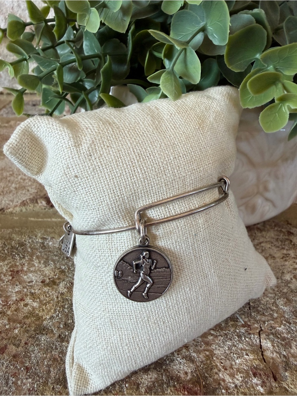 Alex and Ani | USA Olympics Track | Silver Runner Charm Stacking Bracelet